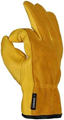 Leather Working Gloves Work Gardening Gloves Thorn Proof Gar...