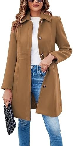 Fisoew Women's Elegant Single Breasted Coat Long Sleeve Mid ... Fisoew Women's Elegant Single Breasted Coat Long Sleeve Mid ...