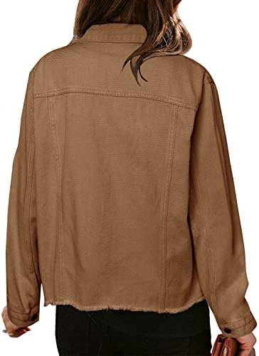 LONGBIDA Women's Jean Jacket Frayed Washed Button Up Cropped...