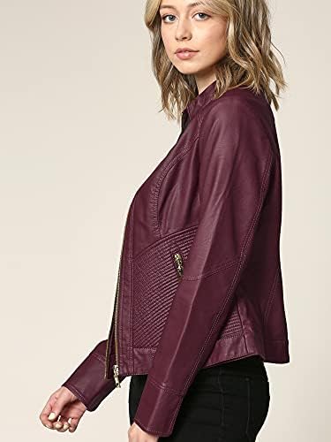 Lock and Love Women's Faux Leather Moto Biker Jacket Coat wi...