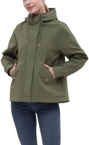 Rokka&Rolla Women's Hooded Rain Jacket Utility Parka Rokka&Rolla Women's Hooded Rain Jacket Utility Parka