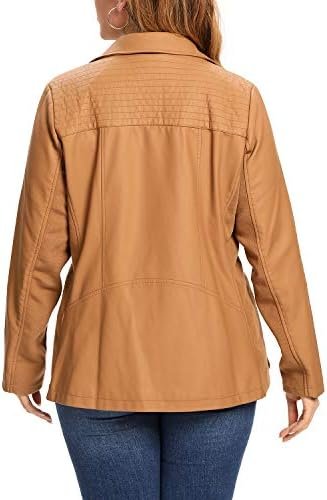 S P Y M Womens Faux Leather Jacket, Casual Fashion Quilted Z...