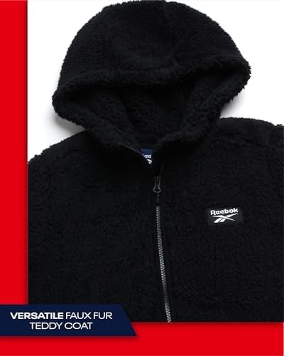 Reebok Girls’ Fleece Jacket – Full Zip Faux Fur Teddy Coat –...