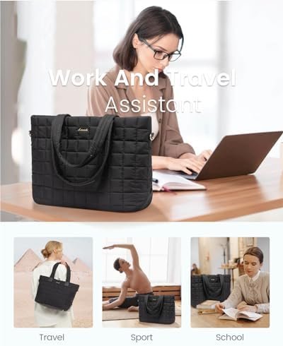 LOVEVOOK Tote Bag for Women, Large Puffer Tote Bag with Zipp...