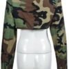 Womens Summer Cute Camo Button Down Cropped Jean Jacket Casu...