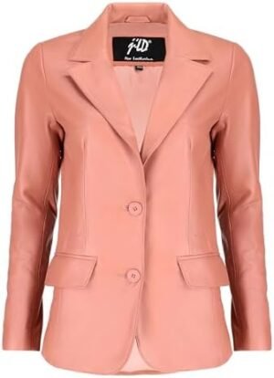 Jild Classic 2-Button Lambskin Leather Blazer Women - Casual... Jild Classic 2-Button Lambskin Leather Blazer Women - Casual...