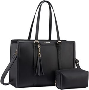 LOVEVOOK Laptop Tote Bag for Women,17 inch Canvas Leather Co... LOVEVOOK Laptop Tote Bag for Women,17 inch Canvas Leather Co...