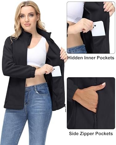 MAGCOMSEN Women's Fleece Jacket Zip Up Coat Lightweight Soft...