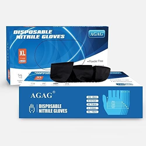 AGAG Nitrile Gloves Black Cooking Gloves 100PCs 5mil Ultra S...