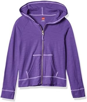 Hanes Girls' Slub Jersey Full Zip Jacket Hanes Girls' Slub Jersey Full Zip Jacket