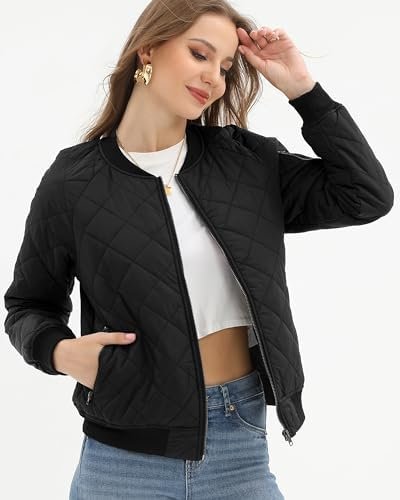 Argstar Women's Quilted Bomber Jakcet with 5 Pockets (XS-XXL...