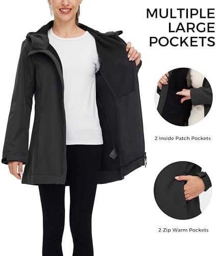 wantdo Women Softshell Jacket Fleece Lined Hooded Rain Coat ...