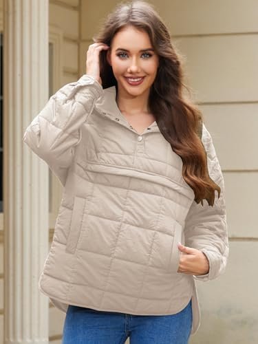 Womens's Lightweight Down Coat Long Sleeve Button Quilted Pu...
