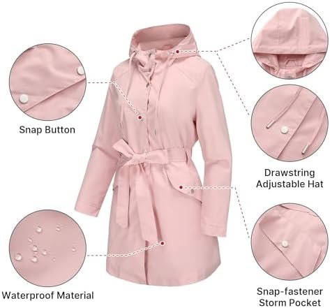 Women's Raincoat Lightweight Rain Jacket Waterproof with Hoo...