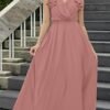 KOH KOH Womens Long V-Neck Ruffle Sleeveless Bridesmaid Prom...