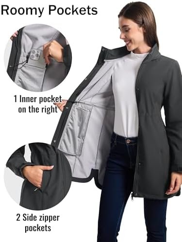 MAGCOMSEN Women's Long Fleece Lined Jackets Warm Winter Wind...