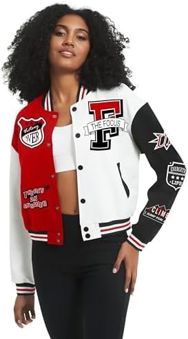 COZYPOIN Women's Varsity Jacket Cropped Letterman Jacket Lig...