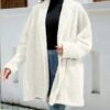 Zilcremo Women Oversized Fleece Cardigan Open Front Shawl Co...