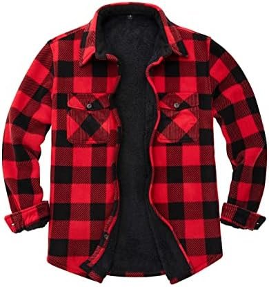 ZENTHACE Men's Warm Sherpa Lined Fleece Plaid Flannel Shirt ...