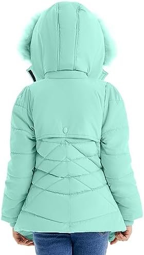FARVALUE Girls' Winter Coats Fur Hooded Warm Puffer Jacket C...