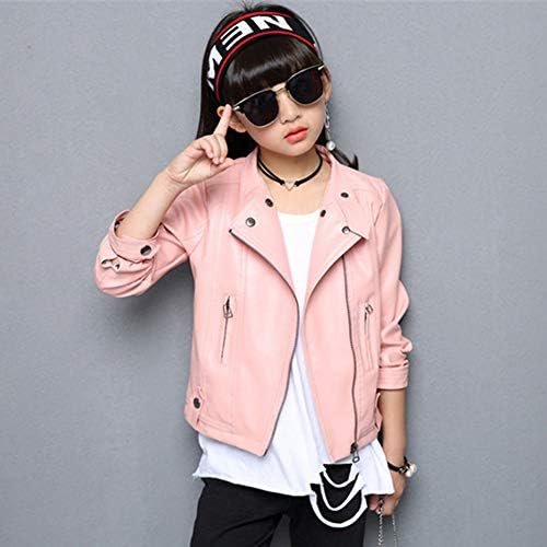 Girls Faux Leather Jackets Children's Zip Up Motorcycle Shor...