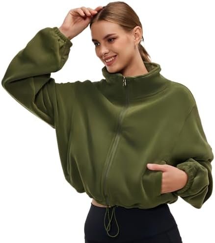 Womens Winter Jacket Fleece Jacket Sherpa Cropped Oversized ...