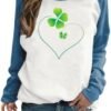 St Patricks Day Sweatshirt Long Sleeve Round Neck Patchwork ...