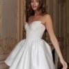Simple Satin Short Wedding Dresses for Bride Off The Shoulde...
