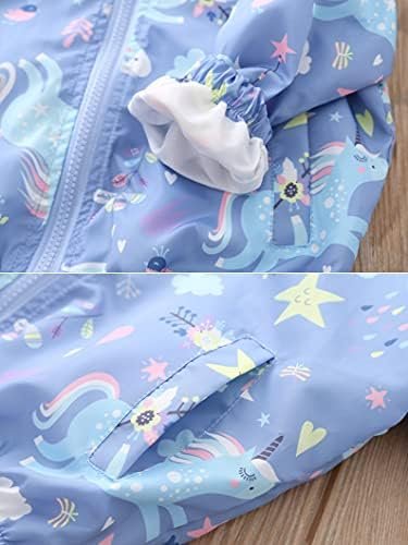 Girls Cartoon Unicorn Jackets Spring Zip Kids Hooded Flaming...