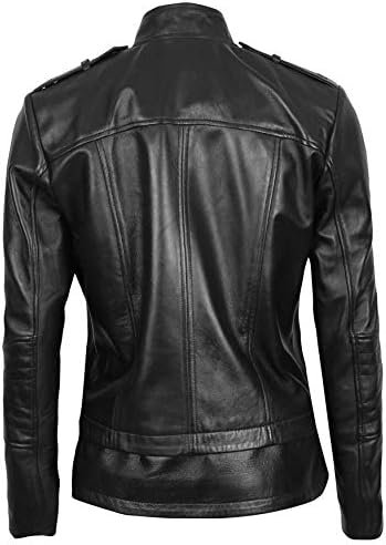 Blingsoul Womens Real Leather Motorcycle Jacket - Asymmetric...