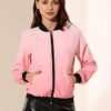 Allegra K Women's Casual Zip Up Bomber Jacket Windbreaker Ou...