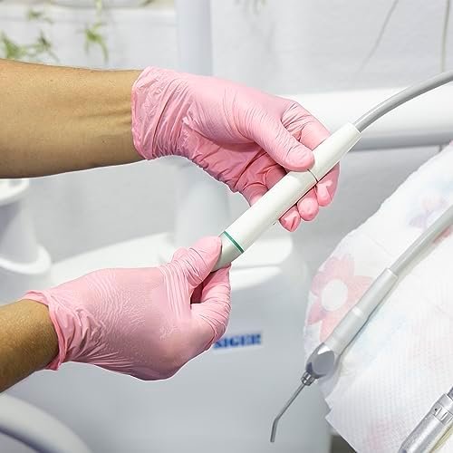 100 Count Pink Nitrile Disposable Gloves - Latex & Rubber Fr...