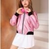 Perfashion Metallic Bomber Jacket for Girls Zip Up Cropped J...