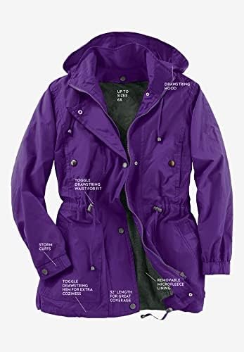 Woman Within Women's Plus Size Fleece-Lined Taslon Anorak
