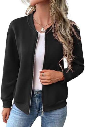 Women's Zip Up Sweatshirts Jackets Long Sleeve Bomber Jacket...