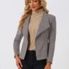Allegra K Women's Faux Suede Jacket Open Front Lapel Draped ...