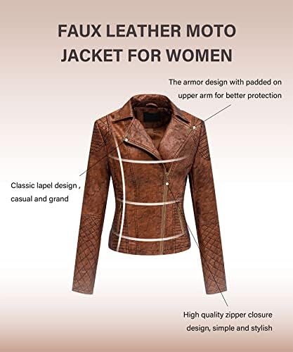 Bellivera Women's Faux Leather Casual Jacket 2025 Spring Tre...