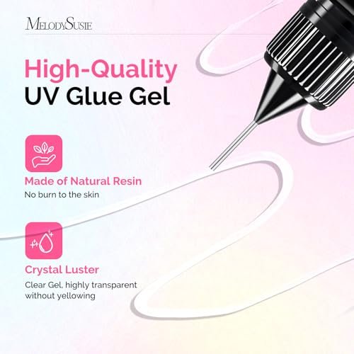 MelodySusie 2Pcs Nail Rhinestone Glue, 3D Gel Nail Art Desig...