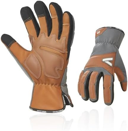 Vgo... Work Gloves for Men,Leather Safety Work Gloves,Scratc...