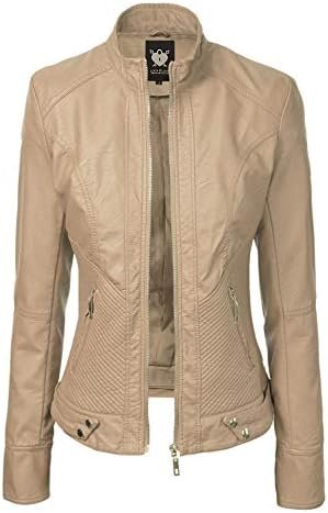 Lock and Love Women's Faux Leather Moto Biker Jacket Coat wi...