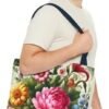 Floral Tote Bag for Women, Elegant Flower Pattern Reusable S...