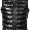 STREGA Puffer Vest Men Real Lambskin Leather Quilted Down Wa...