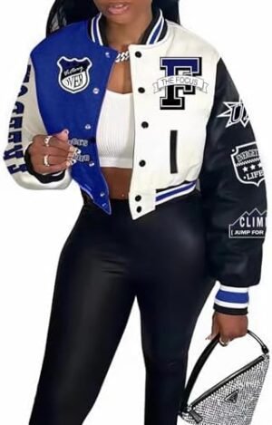 COZYPOIN Women's Varsity Jacket Cropped Letterman Jacket Lig... COZYPOIN Women's Varsity Jacket Cropped Letterman Jacket Lig...