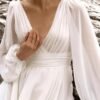 Beach Long Sleeve Wedding Dresses for Bride V Neck Empire Wa...