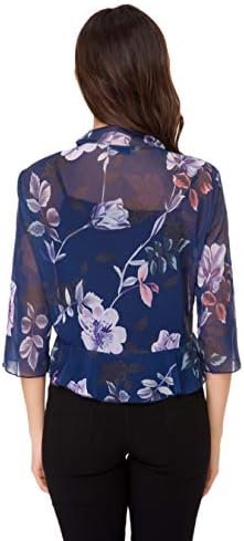 Women's Open Front Cropped Cardigan 3/4 Sleeve Casual Shrugs...