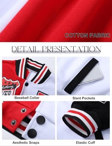 COZYPOIN Women's Varsity Jacket Cropped Letterman Jacket Lig...