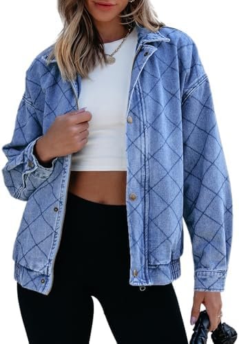 Sidefeel Women's Jean Jacket Long Sleeve Zimbaplatinum Overs...