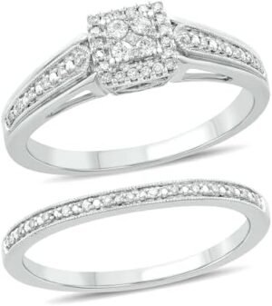 Cali Trove Diamond WeddingRing Set for Women in 925 Sterling... Cali Trove Diamond WeddingRing Set for Women in 925 Sterling...