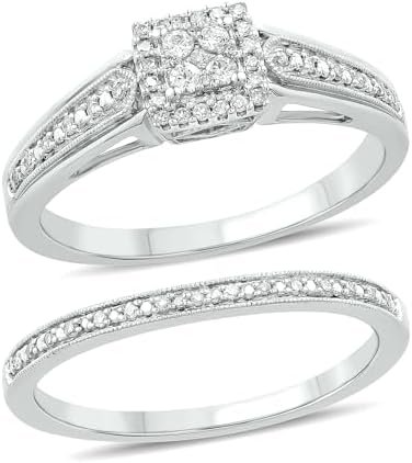 Cali Trove Diamond WeddingRing Set for Women in 925 Sterling...