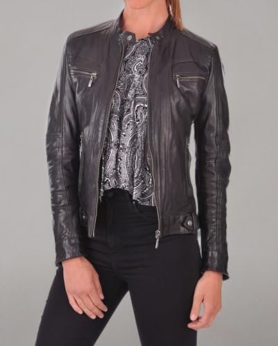 Luis Women Lambskin Leather Jacket Stylish Motorcycle Bomber...
